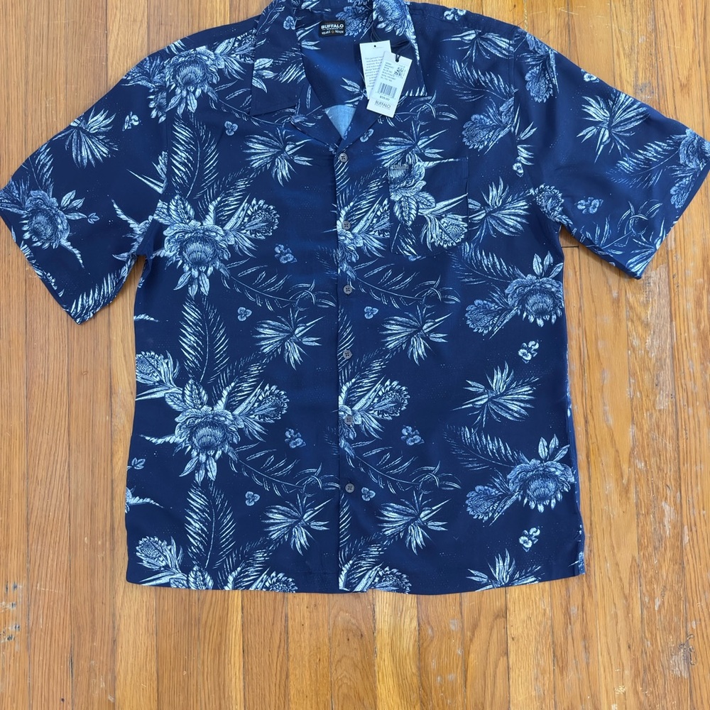 Buffalo David Bitton Men's Navy Botanical Shirt